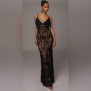 JLUXLABEL Black Crochet Maxi Dress